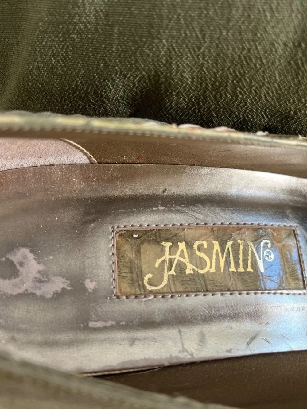 Jasmine Vintage 1980’s Pumps Matching Purse Snakeskin Leather And Silk Size 8